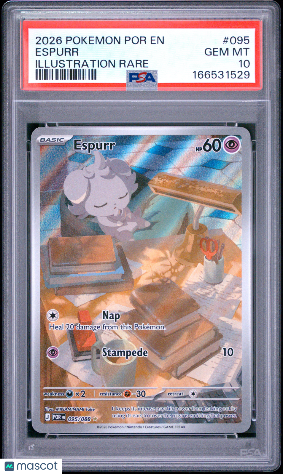 2026 Pokemon Perfect Order Espurr #095 Illustration Rare PSA 10 GEM MINT
