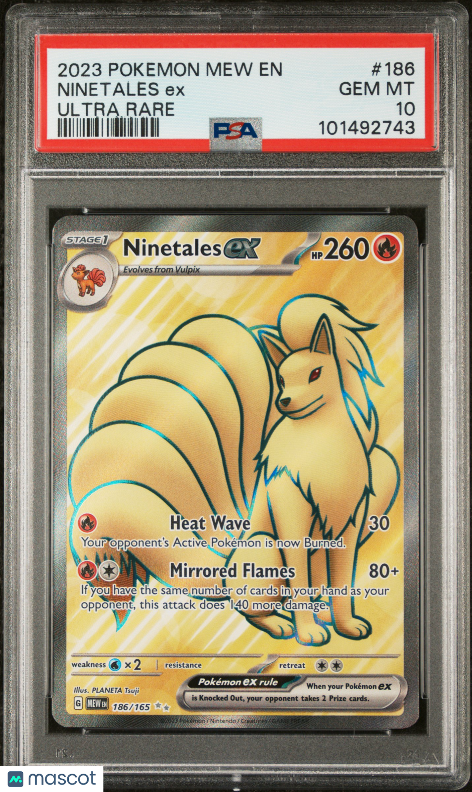 2023 Pokemon 151 Ninetales EX #186 Ultra Rare PSA 10 English GEM MINT