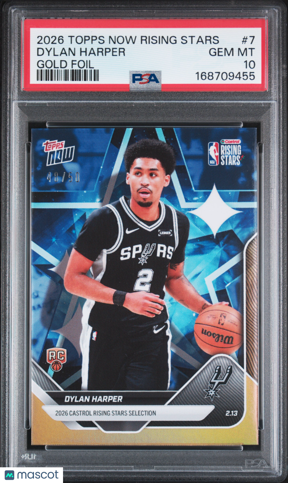 2026 Topps Now Rising Stars Dylan Harper Gold Foil 48/50 #7 PSA 10