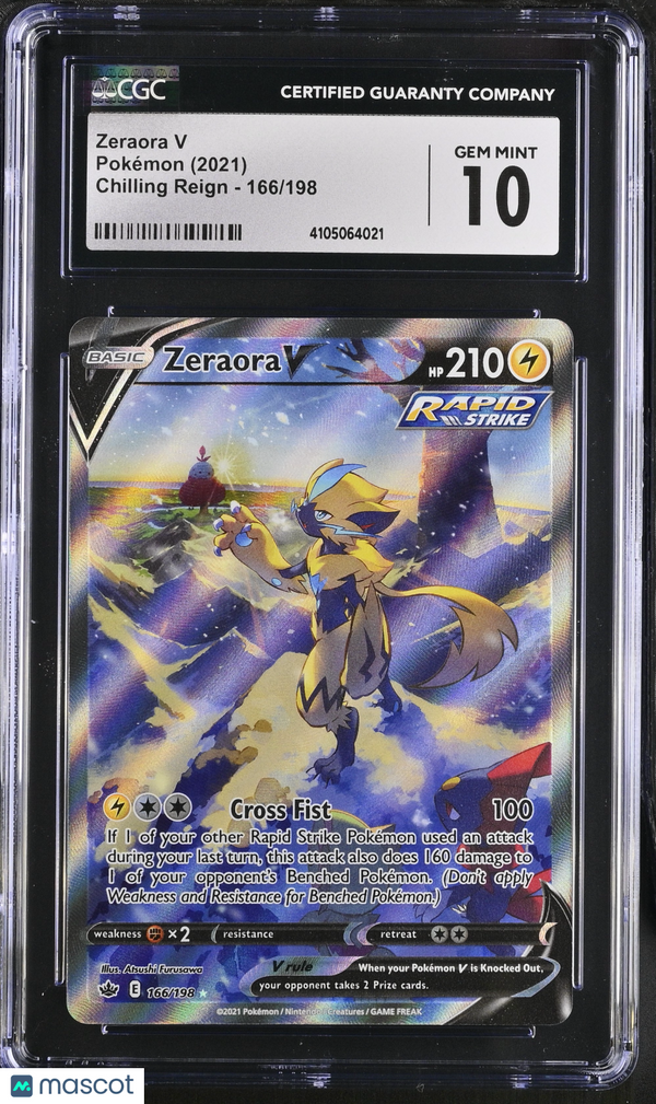 2021 Pokémon Zeraora V #166/198 English CGC 10