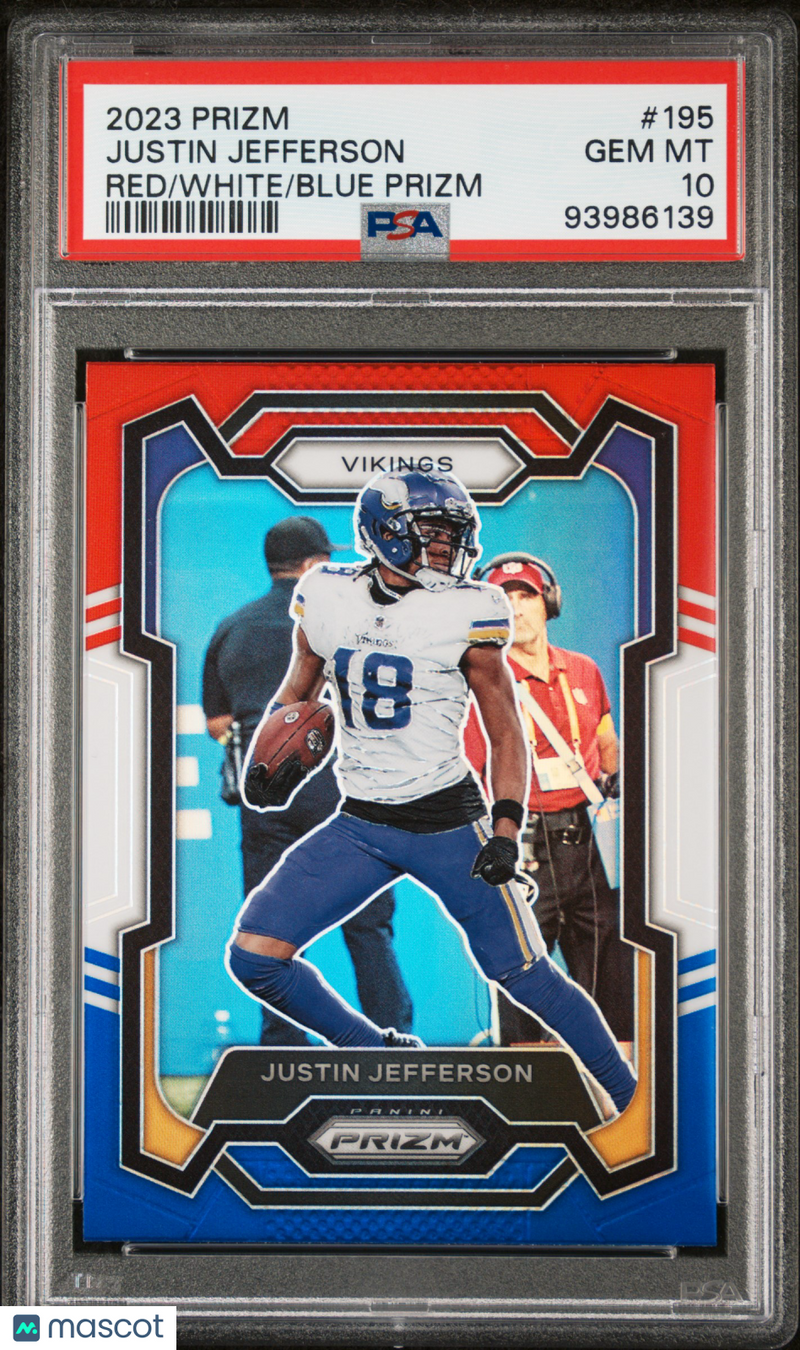 2023 Panini Prizm Justin Jefferson Red White Blue Rookie PSA 10 GEM MINT Vikings
