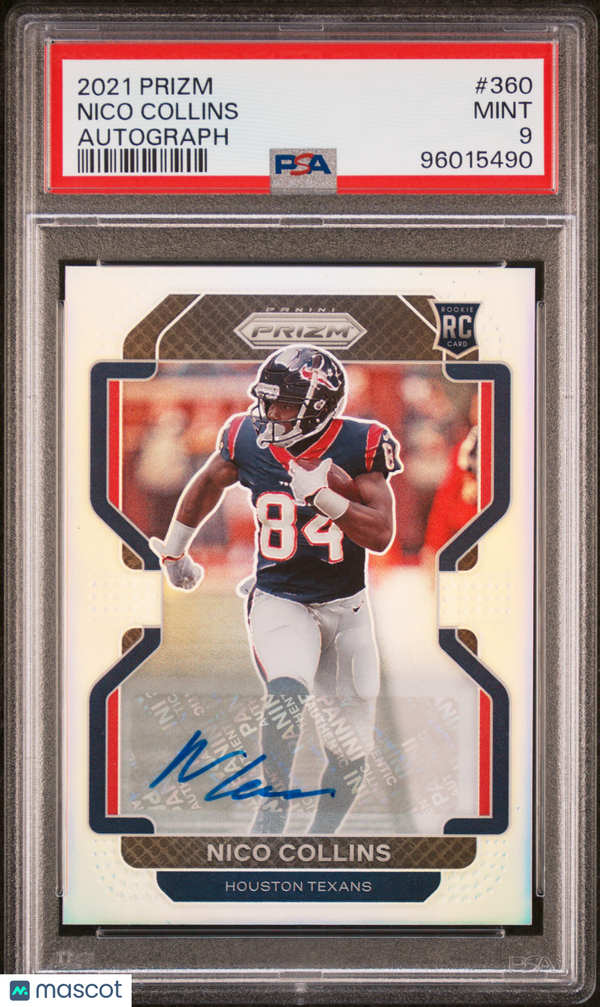 2021 Panini Prizm Silver Rookie Nico Collins Autograph #360 PSA 9