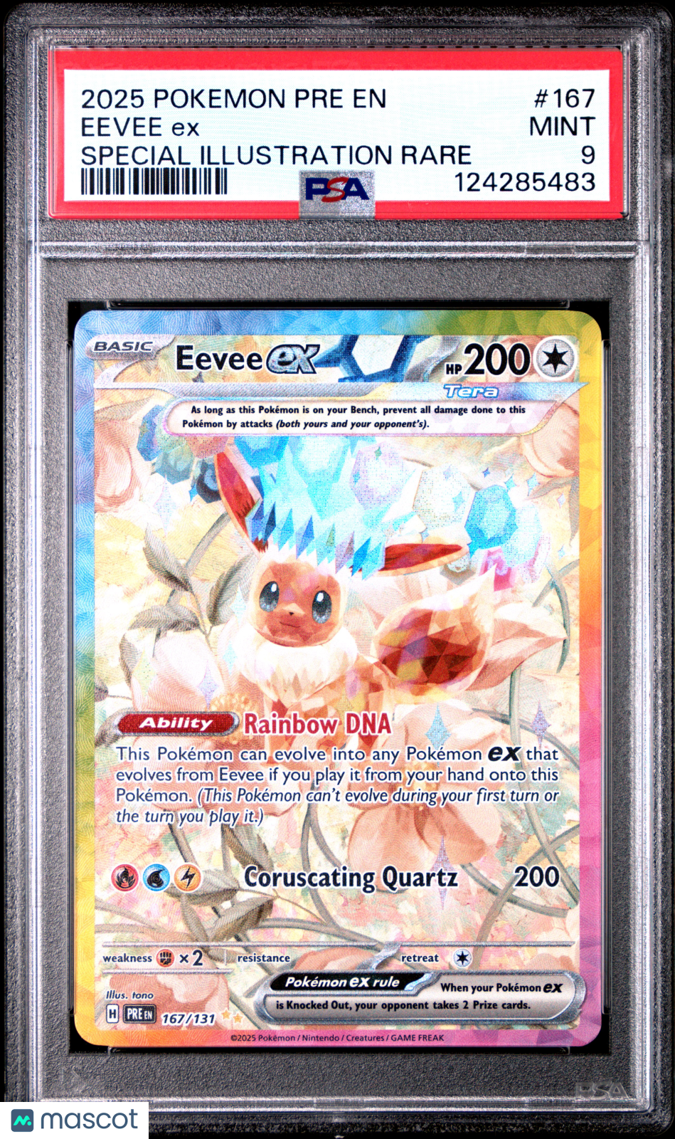 2025 Pokemon Prismatic Evolutions Eevee EX #167 Special Illustration Rare PSA 9