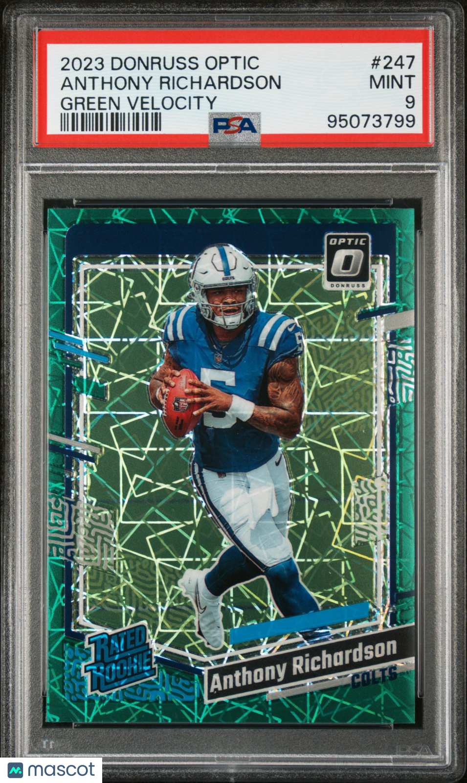 2023 Panini Donruss Optic Anthony Richardson Green Velocity #247 PSA 9