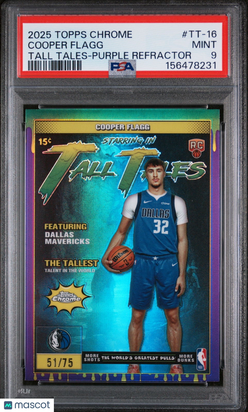 2025 Topps Chrome Tall Tales Cooper Flagg Purple Refractor 51/75 #TT-16 PSA 9
