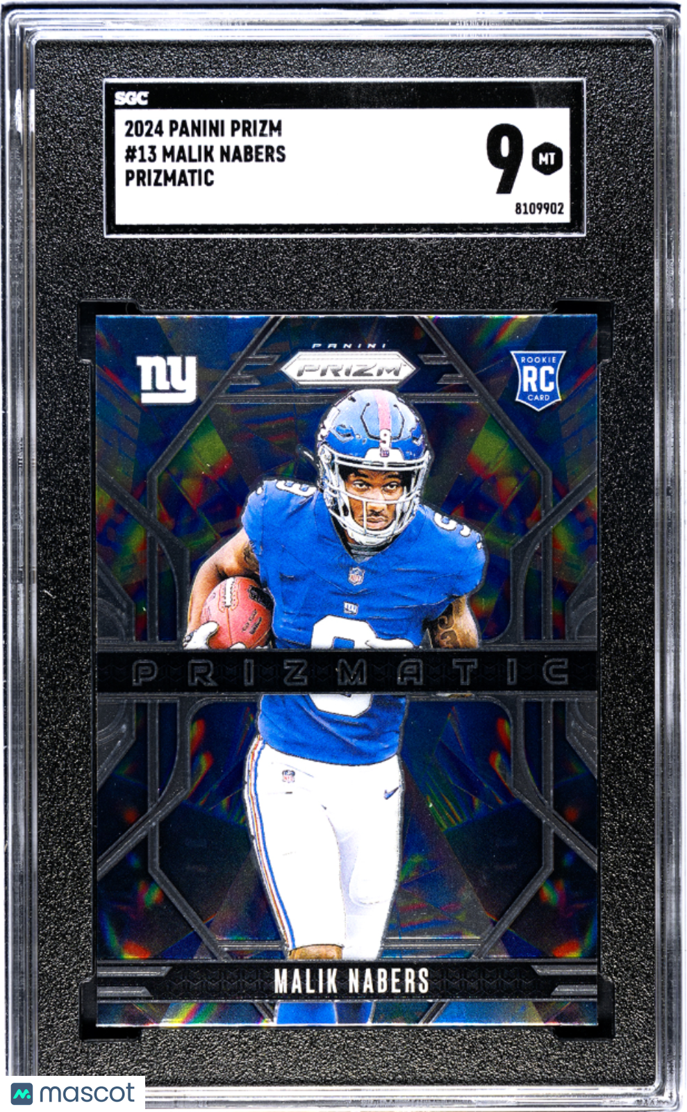 2024 Panini Prizm Malik Nabers Prizmatic Rookie #13 SGC 9 New York Giants