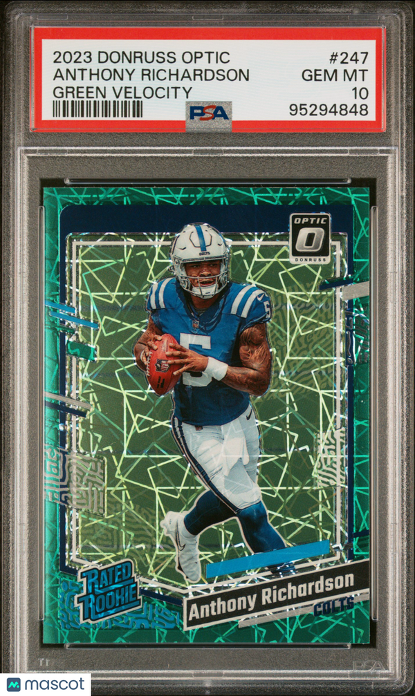 2023 Panini Donruss Optic Anthony Richardson Green Velocity #247 PSA 10