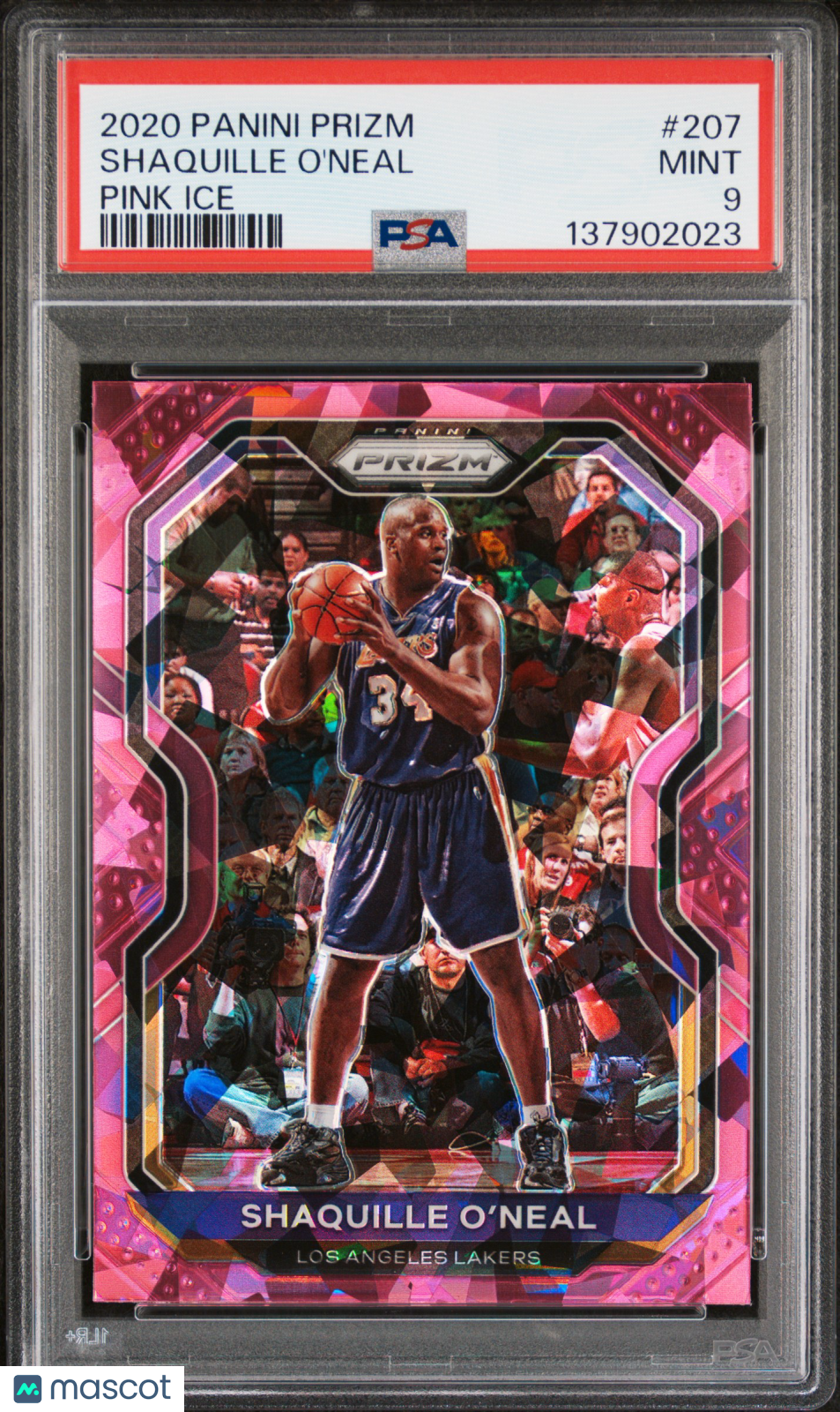 2020 Panini Prizm Shaquille O'Neal Pink Ice #207 PSA 9 MINT Los Angeles Lakers