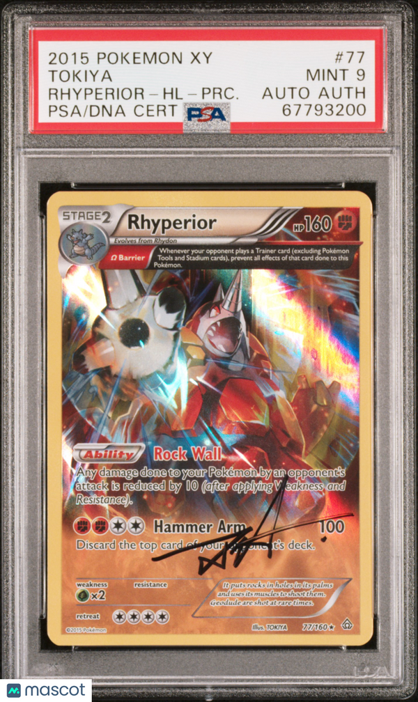 2015 Pokemon Rhyperior #77 Autographed / Signed PSA 9