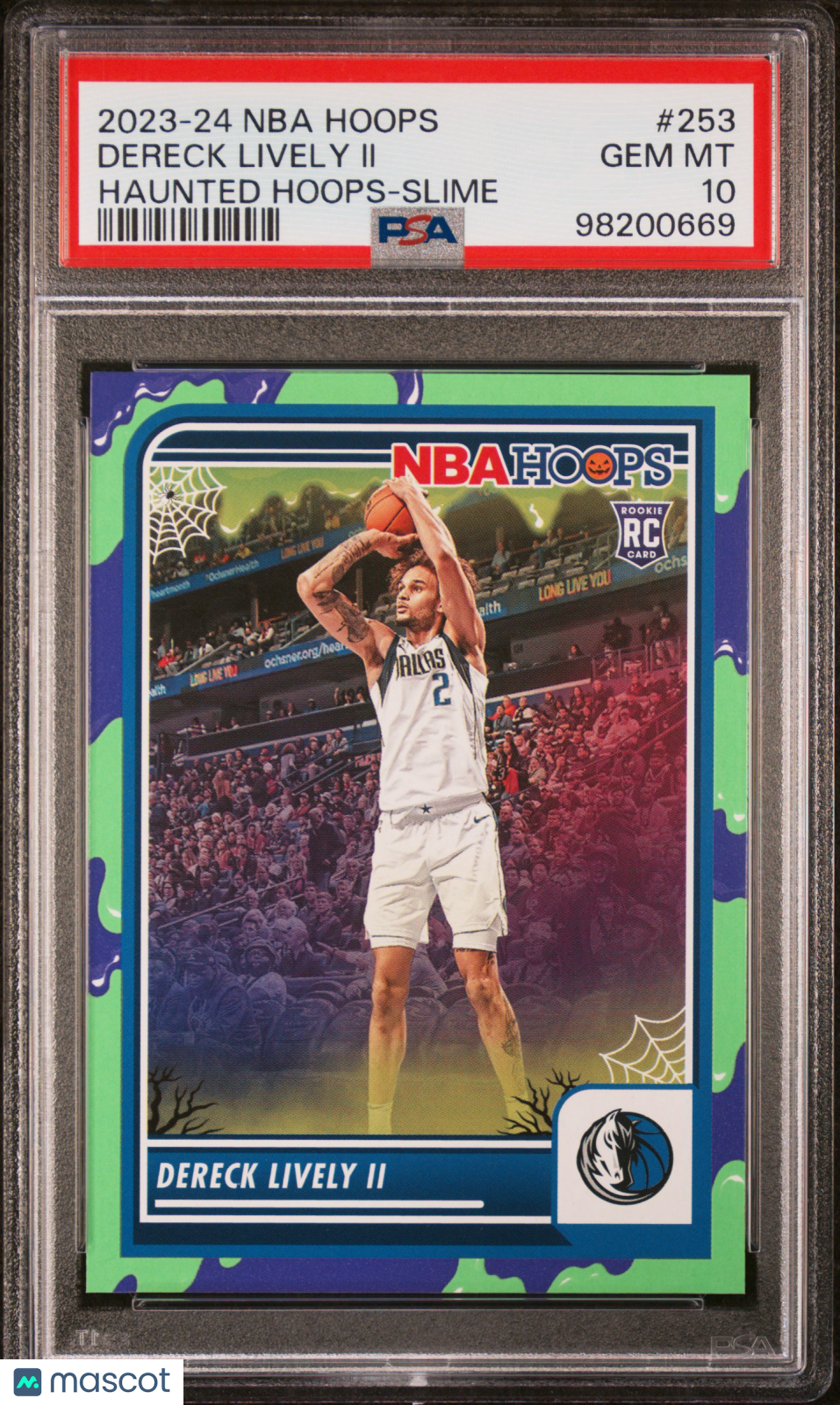2023 Panini Haunted Hoops Dereck Lively II Slime Rookie PSA 10 Dallas Mavericks
