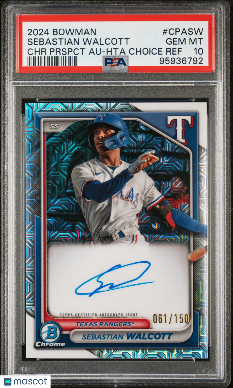 2024 Bowman Chrome Prospect Auto Sebastian Walcott Prspct Hta Choice PSA 10