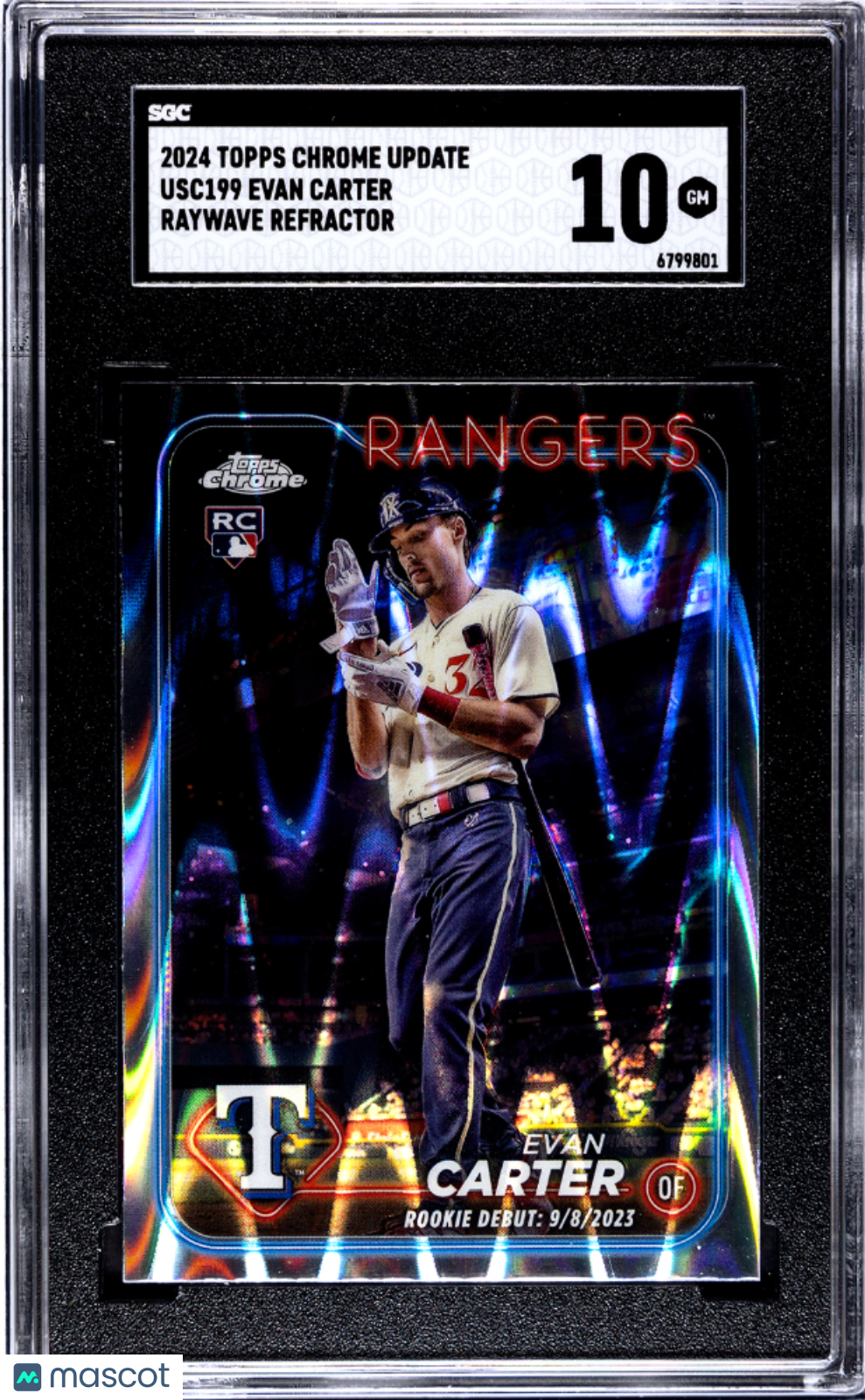 2024 Topps Chrome Update Evan Carter Raywave Refractor #USC199 SGC 10