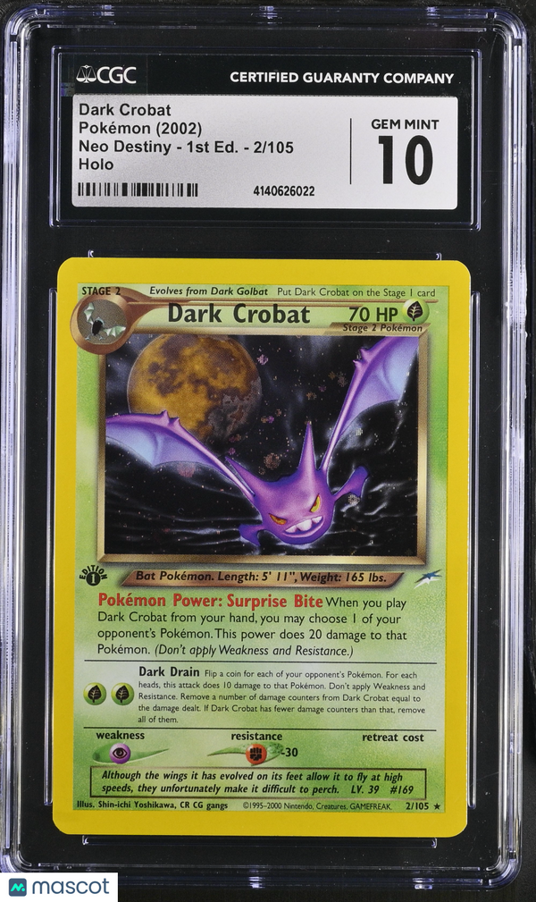 2002 Pokémon Dark Crobat #2/105 English CGC 10