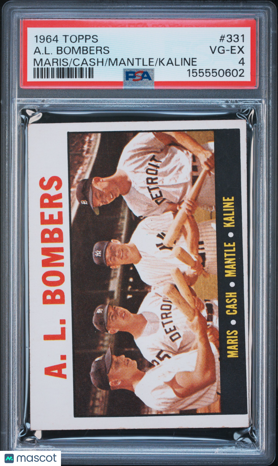 1964 Topps #331 Maris / Cash / Mickey Mantle / Kaline PSA 4 AL Bombers