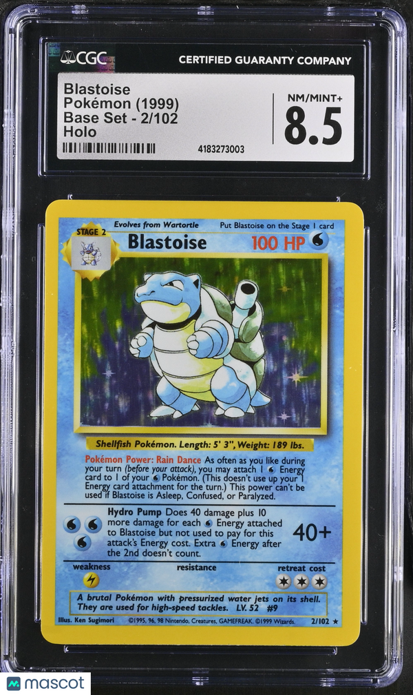 1999 Pokémon Blastoise #2/102 English CGC 8.5