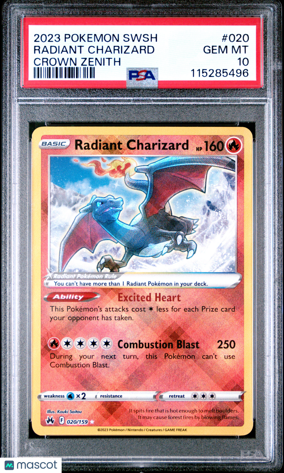 2023 Pokemon Sword And Shield Crown Zenith Radiant Charizard #020 PSA 10