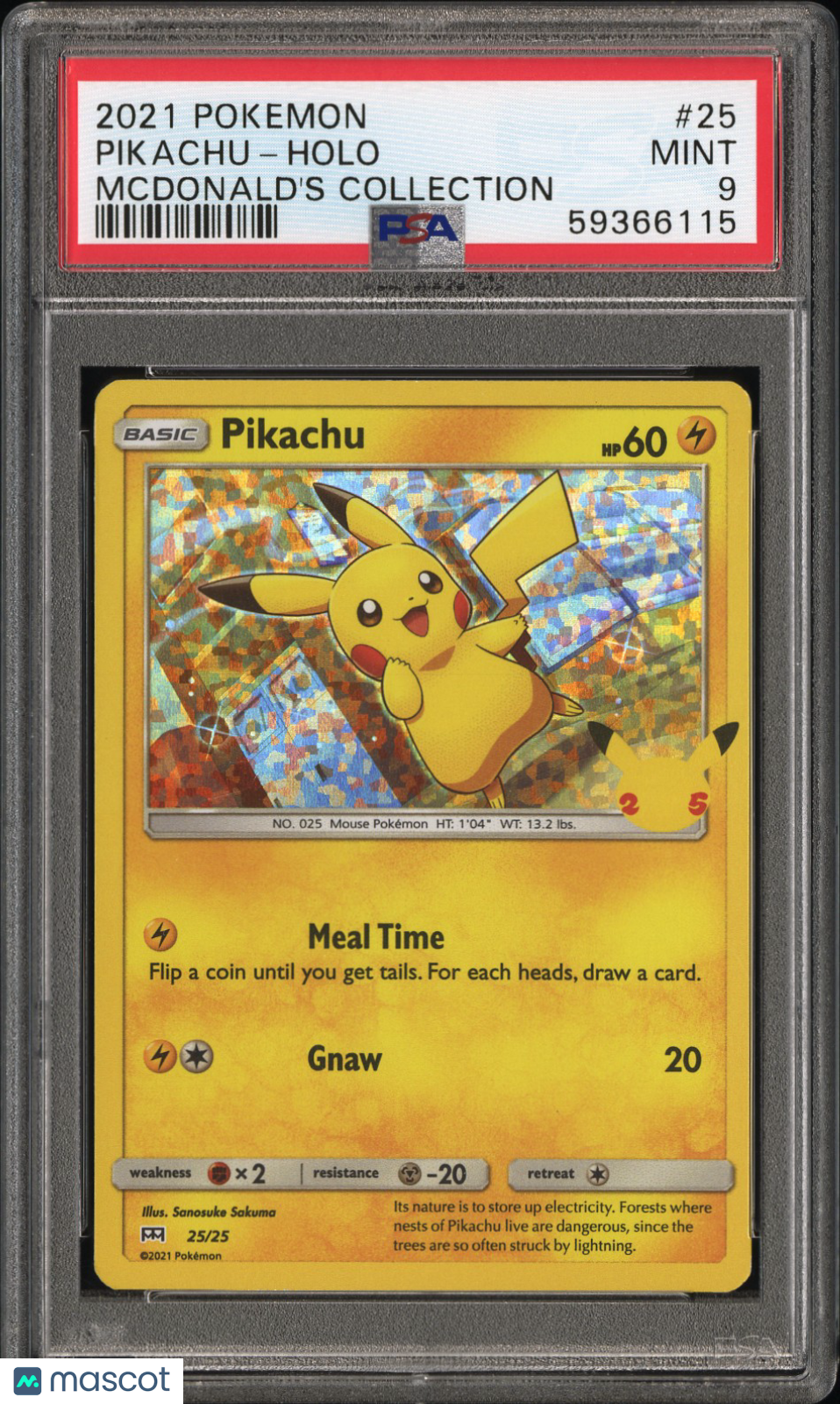 2021 Pokemon Mcdonald's Collection Pikachu #25 Mcdonald's Collection PSA 9