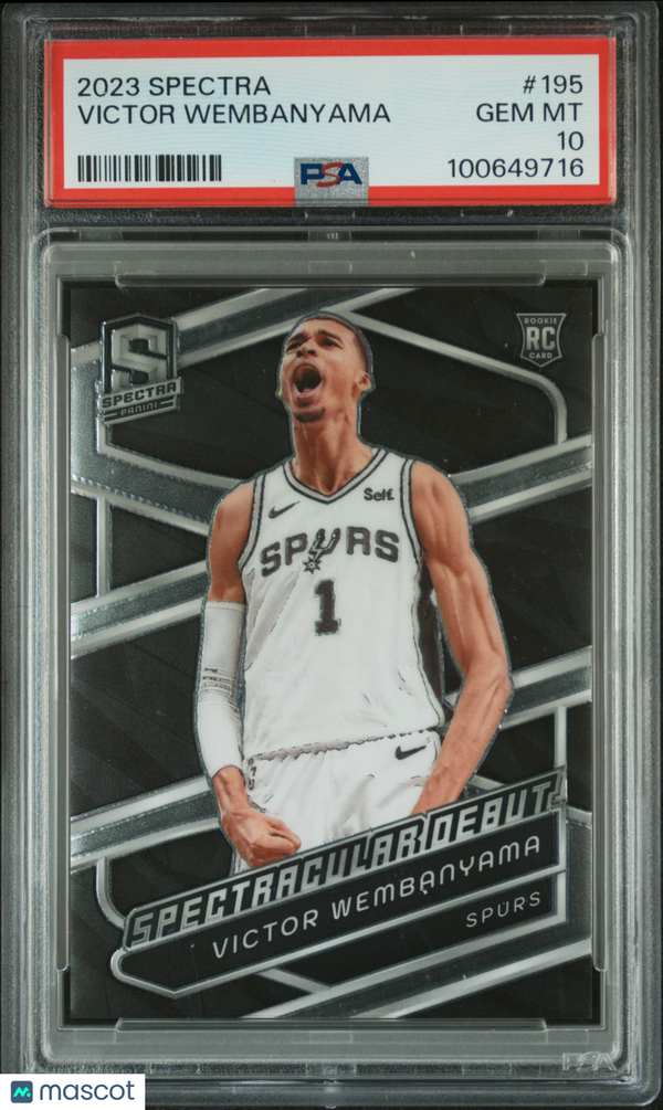 2023 Panini Spectra Victor Wembanyama Spurs #195 PSA 10 GEM MINT Rookie Cards