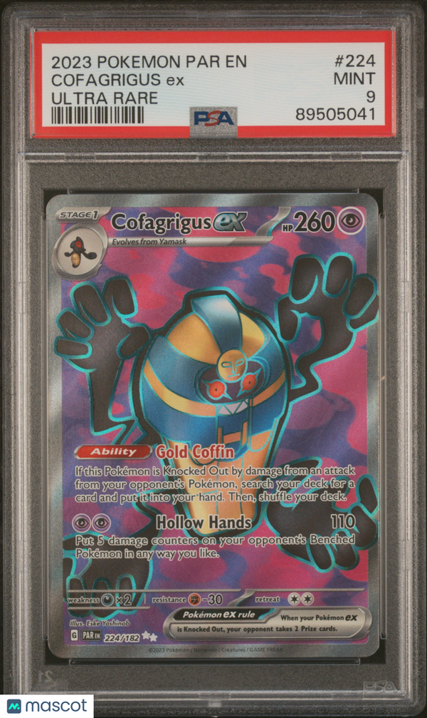 2023 Pokemon Par EN-Paradox Rift Cofagrigus EX #224 PSA 9