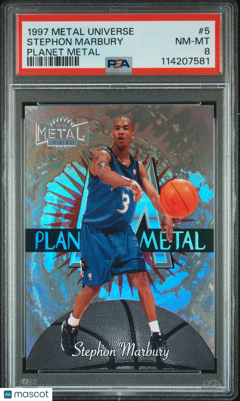1997 Metal Universe Planet Metal Stephon Marbury #5 PSA 8
