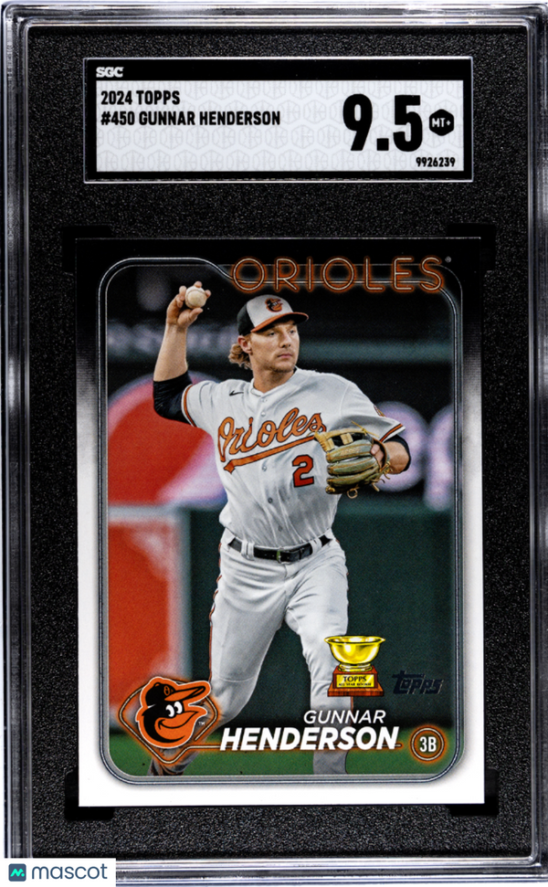 2024 Topps Gunnar Henderson #450 SGC 9.5 Rookie Cup Baltimore Orioles