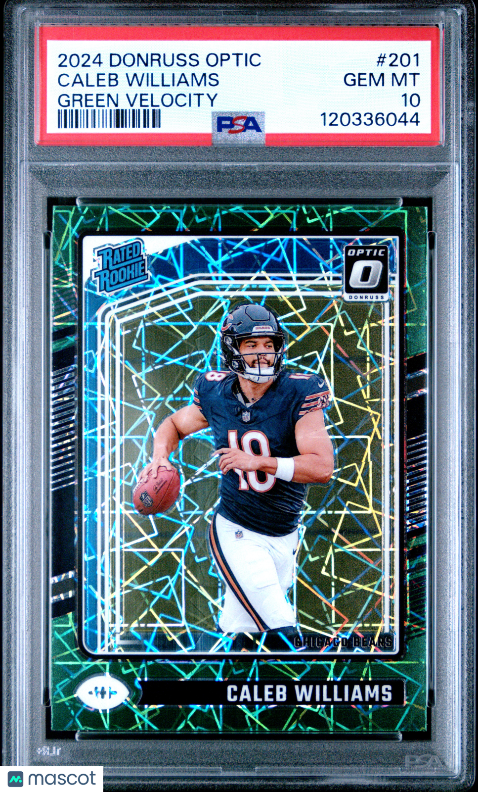 2024 Panini Donruss Optic Caleb Williams Green Velocity #201 PSA 10