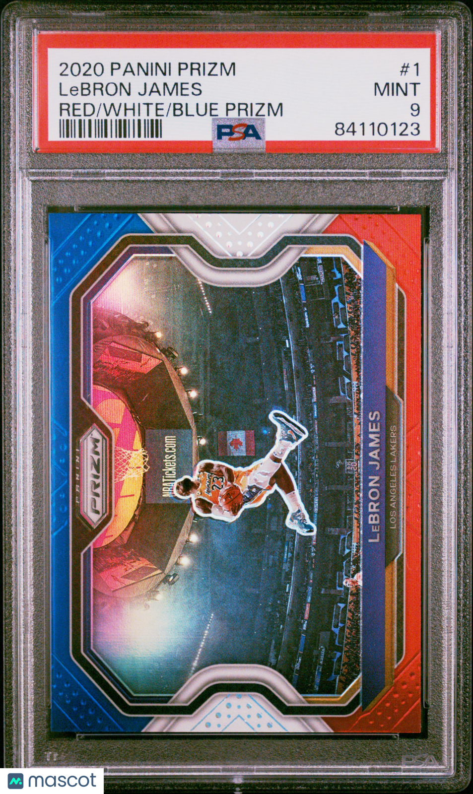 2020 Panini Prizm LeBron James Red White Blue #1 PSA 9 Los Angeles Lakers