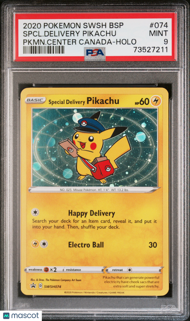 2020 Pokemon Black Star Promo Special Delivery Pikachu Poke Center Canada PSA 9