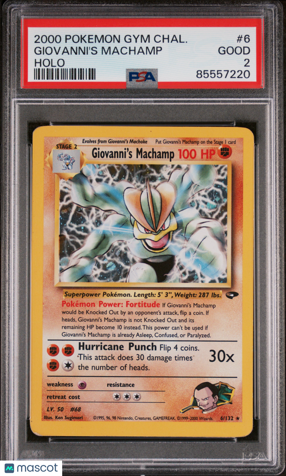 2000 Pokemon Gym Challenge Giovanni's Machamp #6 Holo PSA 2