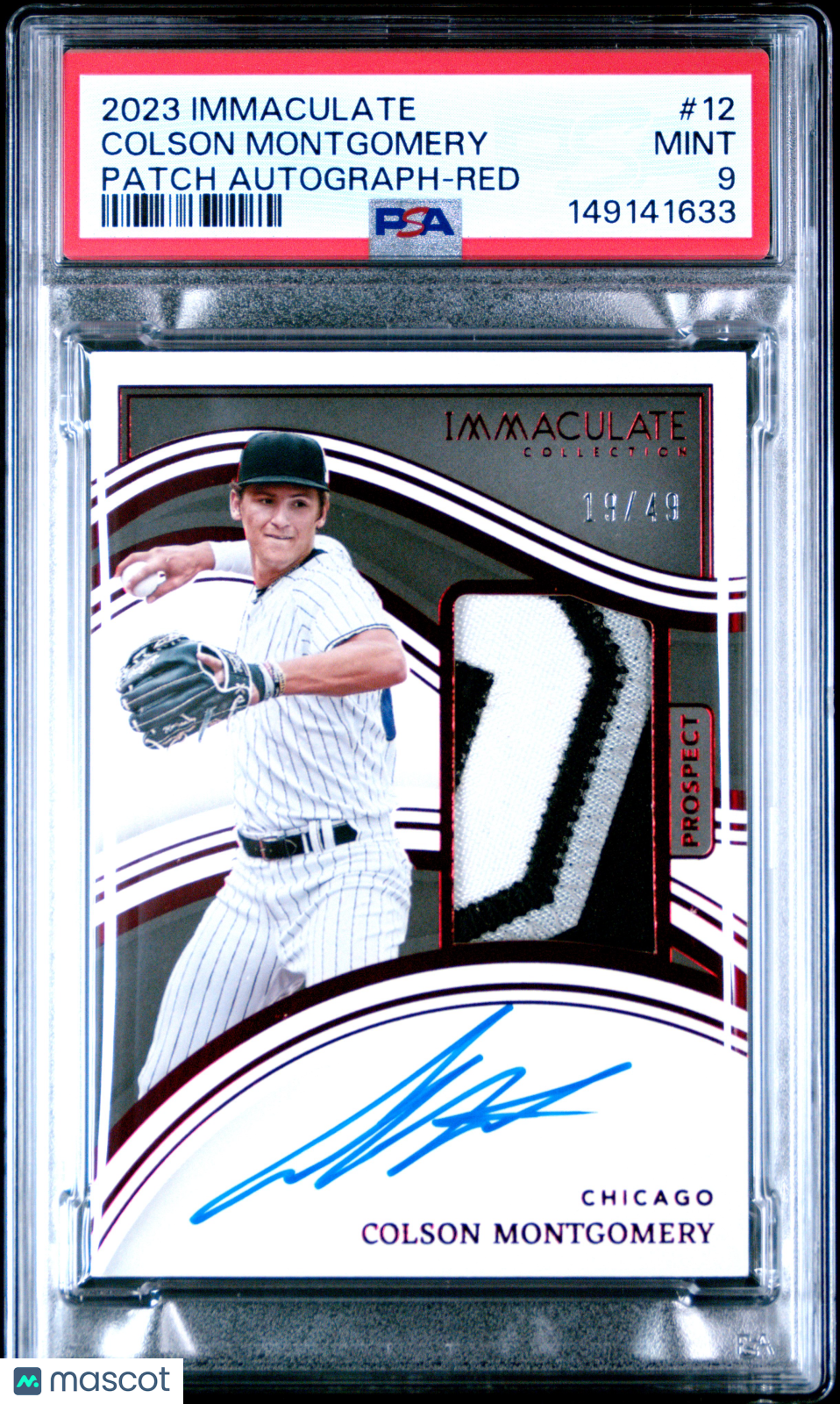 2023 Immaculate Collection Colson Montgomery Patch Auto Red 19/49 #12 PSA 9