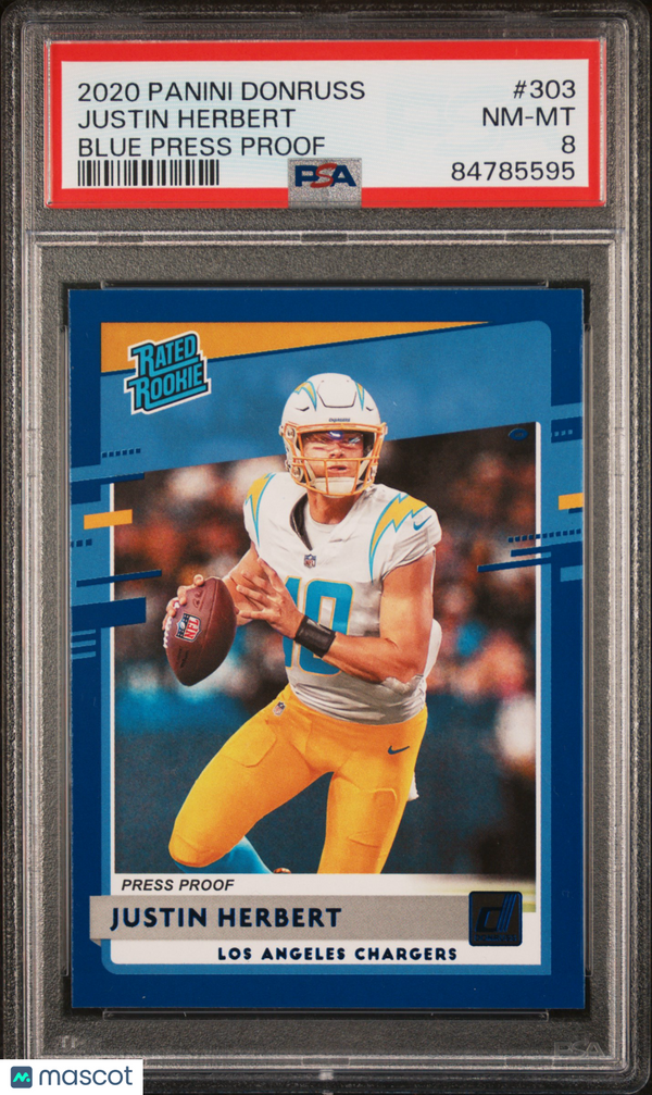 2020 Panini Donruss Justin Herbert #303 PSA 8 Football