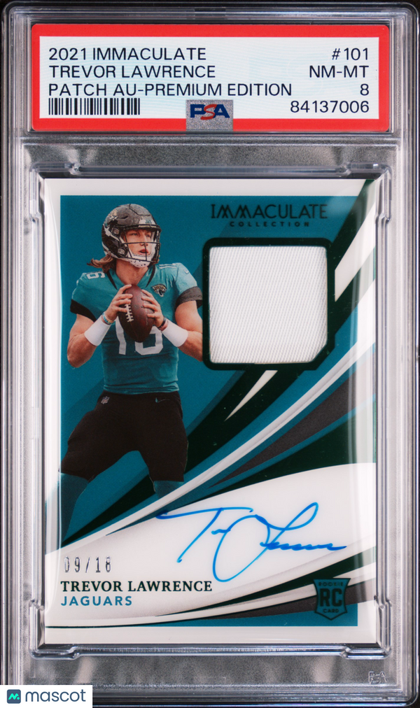 2021 Panini Immaculate Trevor Lawrence RPA /18 Premium Edition #101 PSA 8