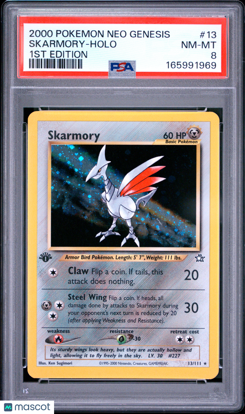 2000 Pokemon Neo Genesis 1st Edition Skarmory #13 Holo PSA 8