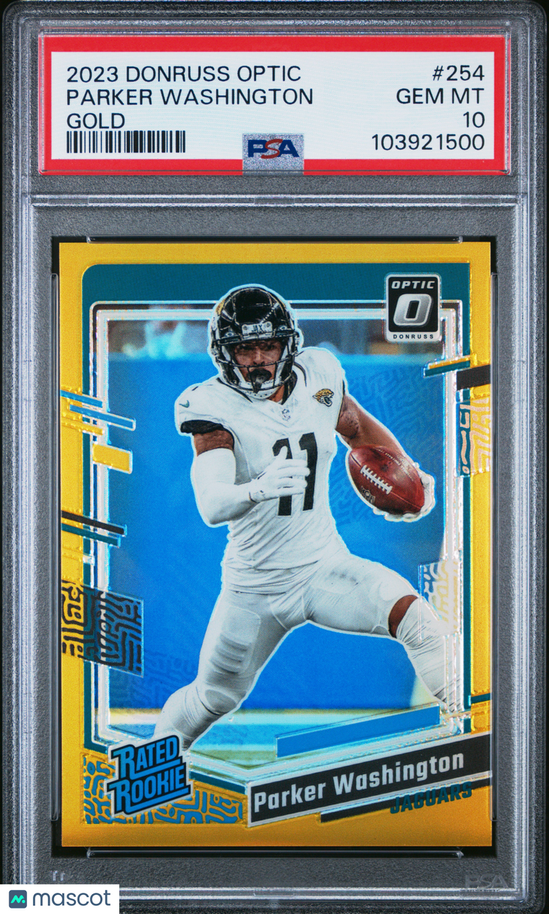 2023 Panini Donruss Optic Parker Washington Gold #254 PSA 10 GEM MINT #d 07/10