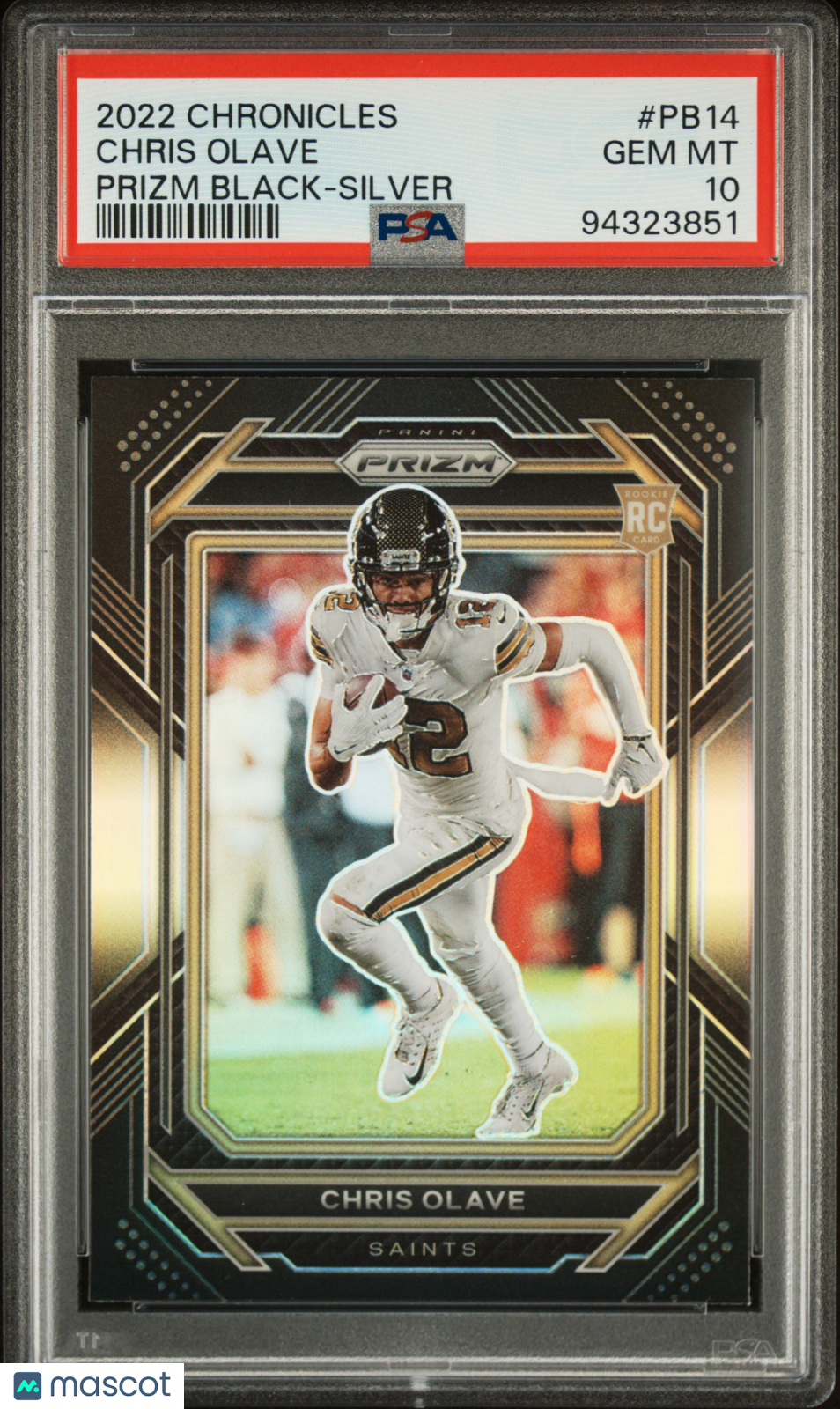 2022 Chronicles Prizm Black Chris Olave Silver Rookie PSA 10 Baltimore Ravens