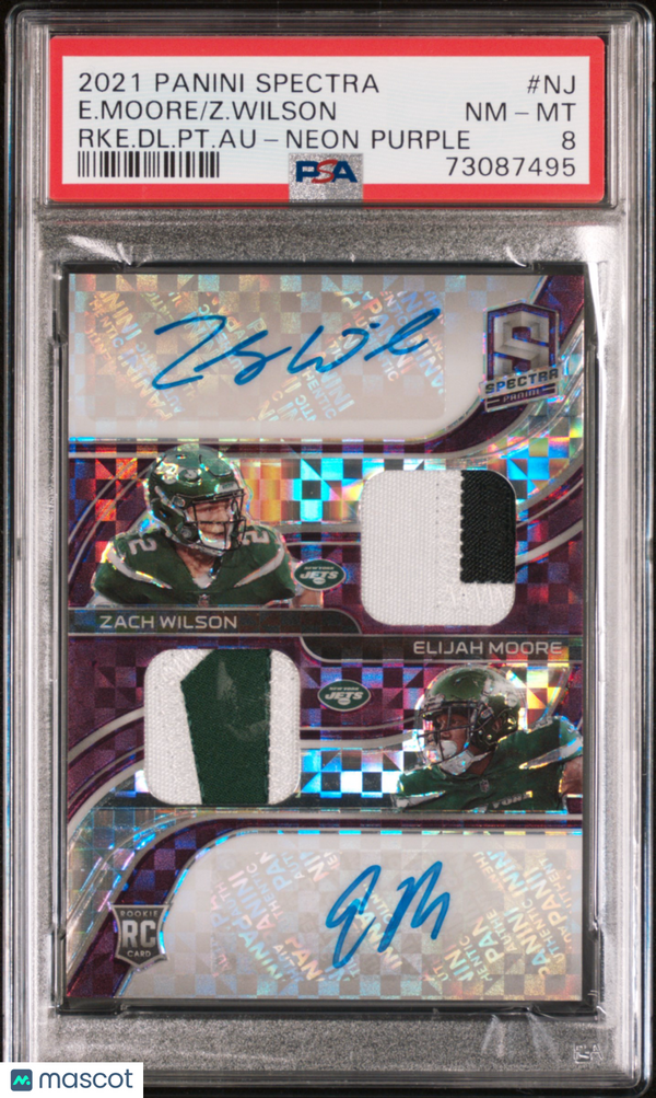 2021 Panini Spectra Rookie Dual Patch Autographs E. Moore #NJ PSA 8 Football