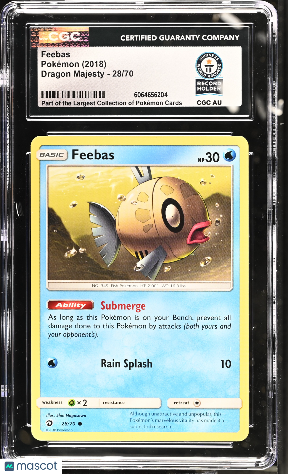 2018 Pokemon Dragon Majesty Feebas #28/70 CGC Authentic World Record
