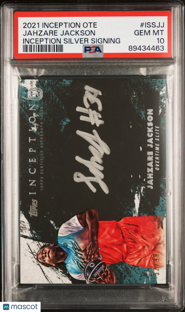 2021 Topps Inception OTE Elite Inception Silver Signings Jahzare Jackson PSA 10