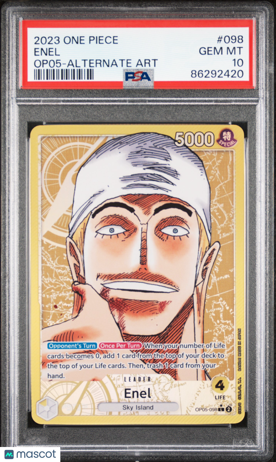 2023 One Piece Op05-Awakening Of The New Era Enel #098 Alternate Art PSA 10