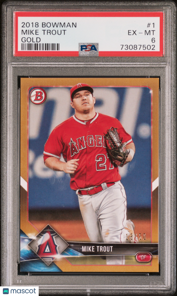 2018 Bowman Mike Trout Gold 33/50 #1 PSA 6 Anaheim Angels