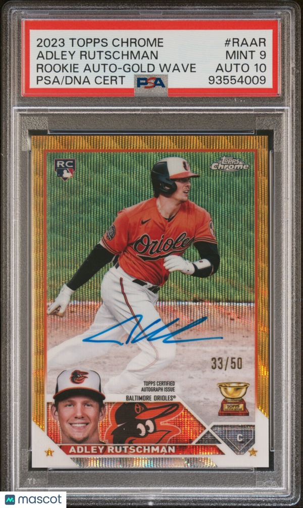 2023 Topps Chrome Rookie Autograph Adley Rutschman Gold Wave Ref #RAAR PSA 9