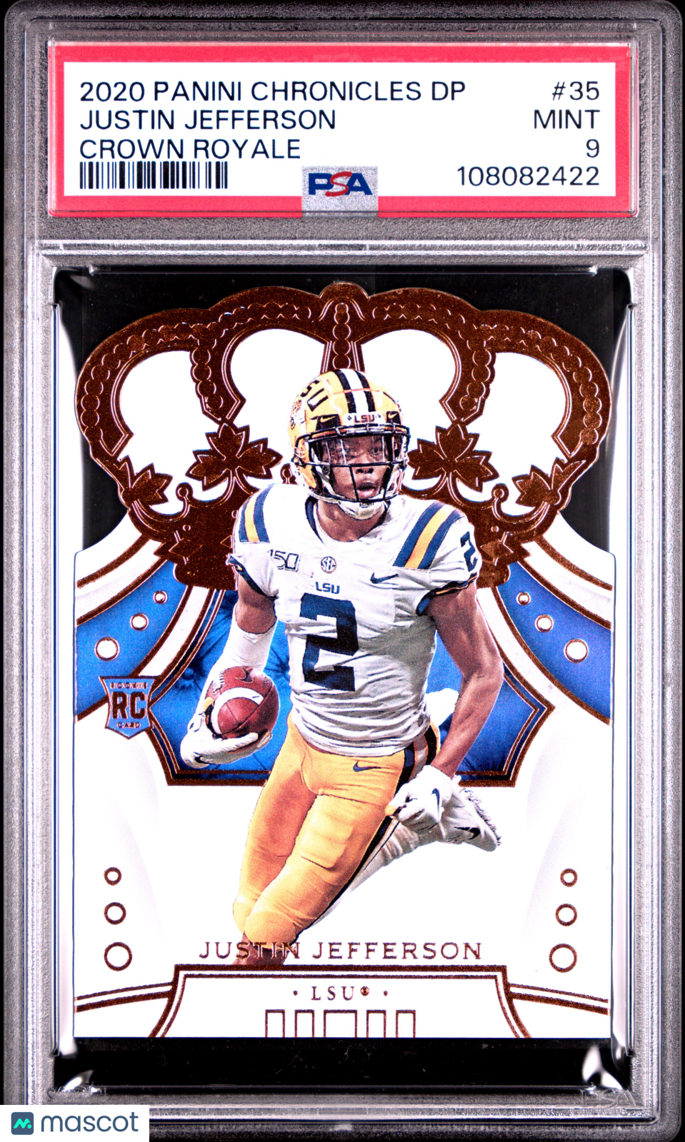 2020 Chronicles Draft Picks Crown Royale Justin Jefferson Rookie PSA 9 Bengals
