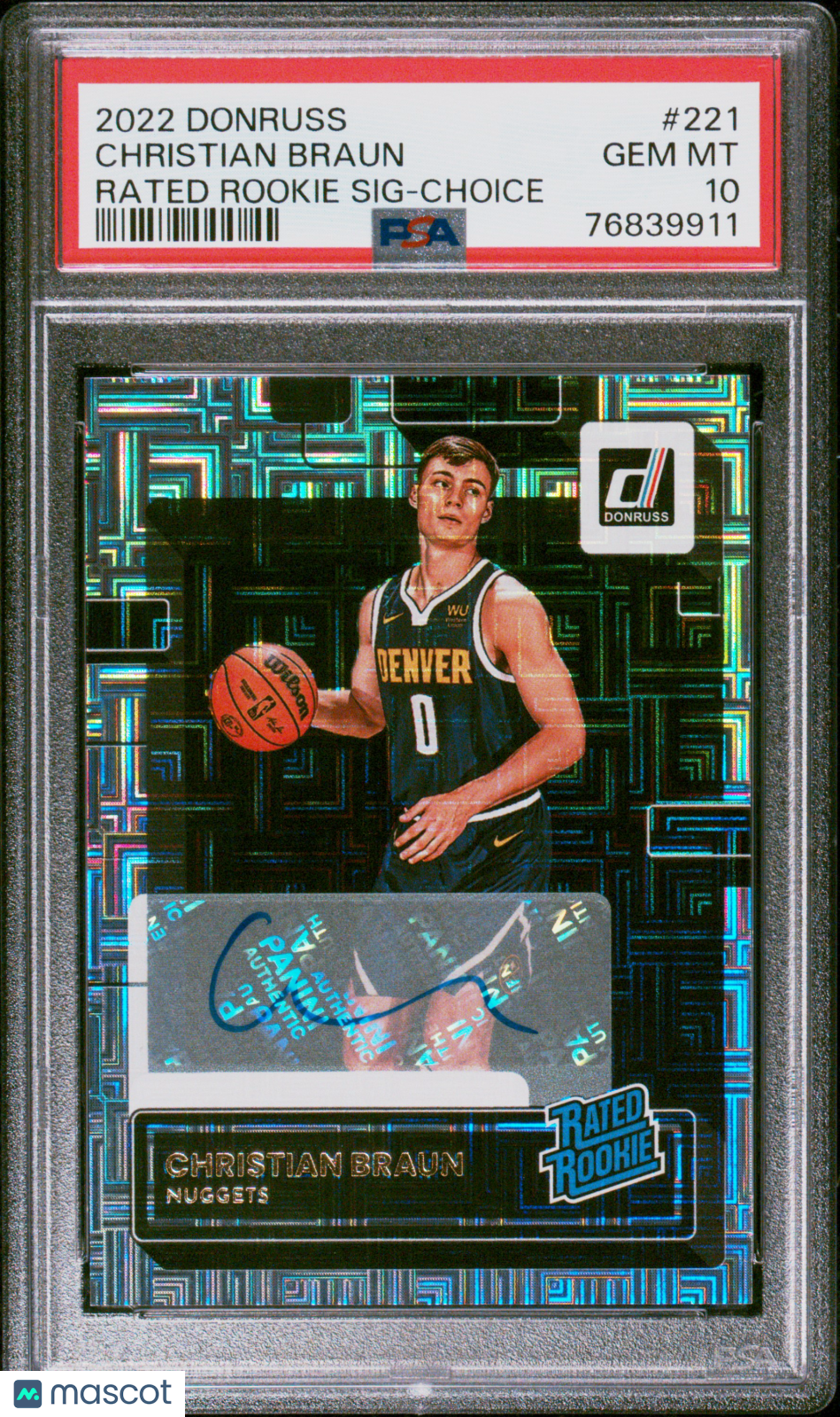 2022 Panini Donruss Christian Braun Rated Rookie SIG Choice #221 PSA 10