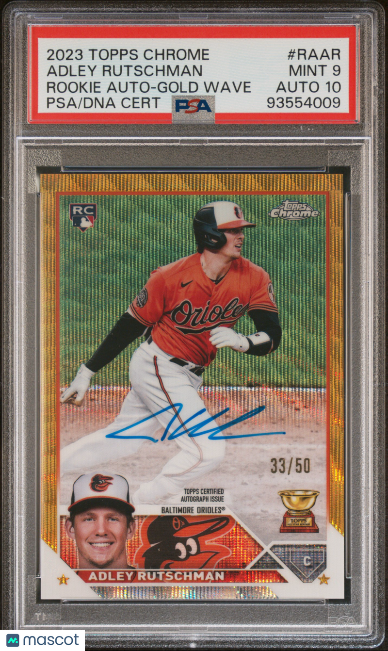 2023 Topps Chrome Rookie Autograph Adley Rutschman Gold Wave Ref