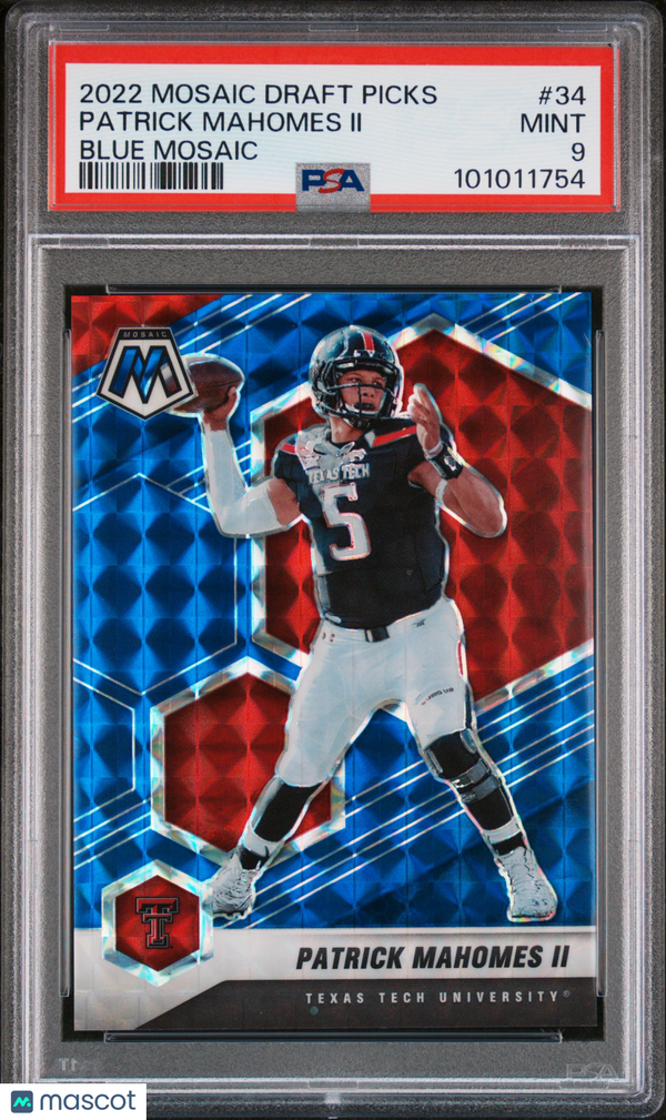 2022 Panini Mosaic Draft Picks Patrick Mahomes II Blue #34 PSA 9