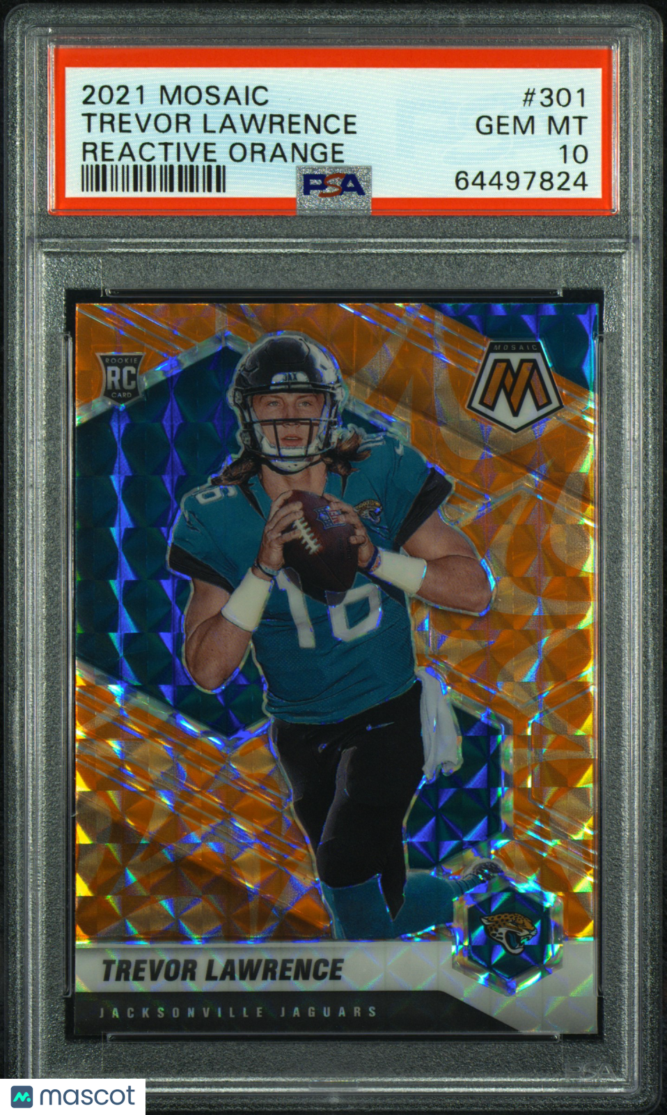 2021 Mosaic Trevor Lawrence Reactive Orange Rookie #301 PSA 10 GEM MINT Jaguars