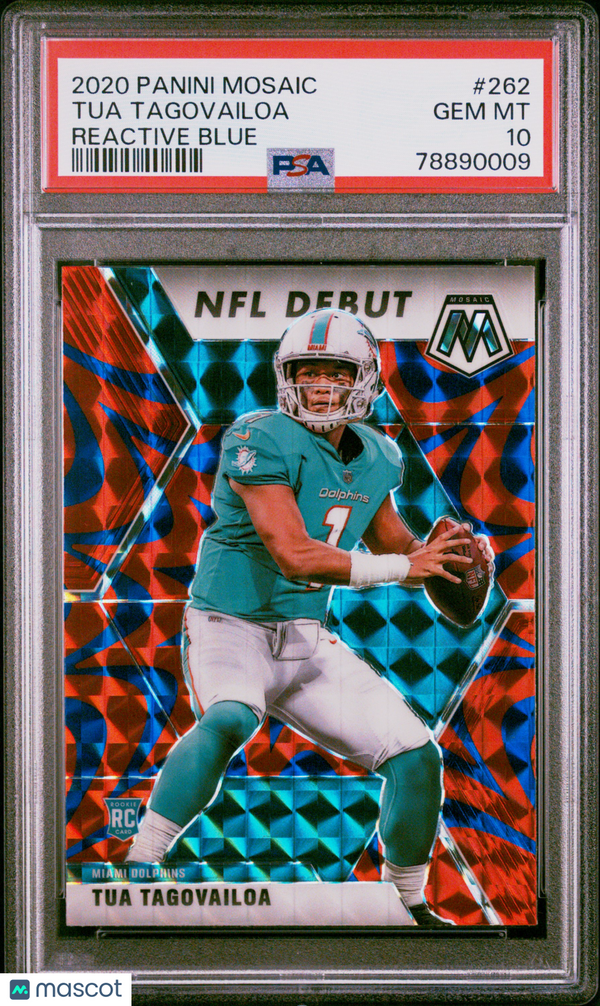 2020 Panini Mosaic Tua Tagovailoa Reactive Blue #262 PSA 10 GEM MINT