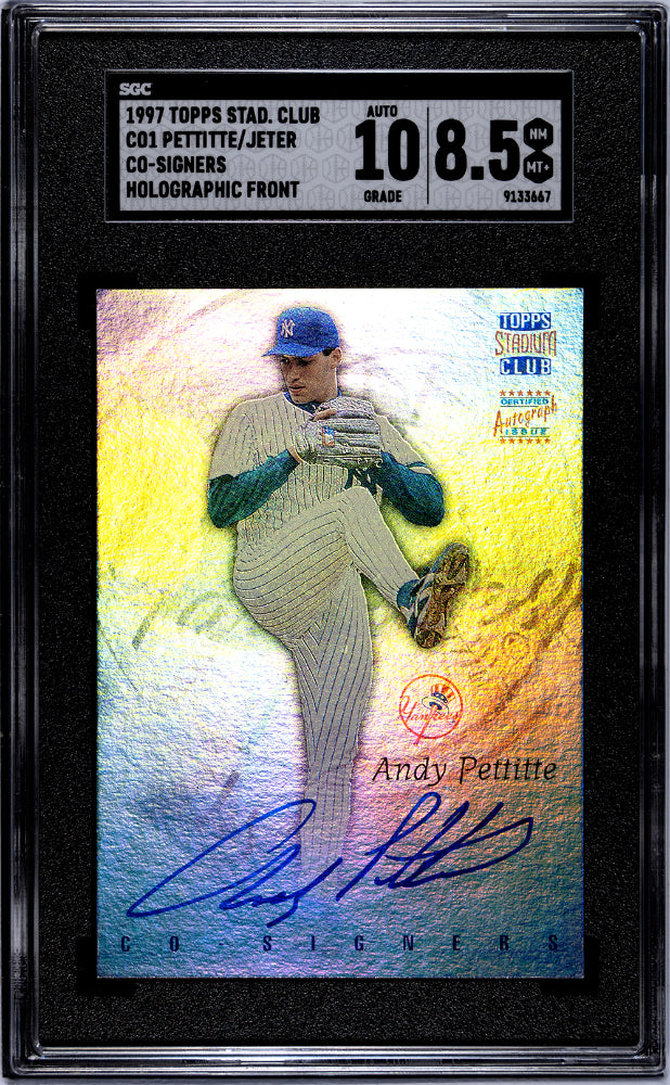 1997 Stadium Club Co-Signers Derek Jeter Andy Pettitte Holographic Auto SGC 8.5