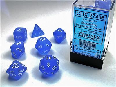 Frosted: Polyhedral Blue/white 7-Die Set CHX27406 - Dice Sets & Games