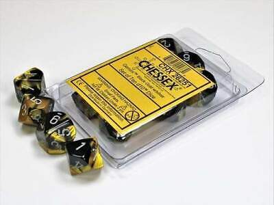 Gemini Black-Gold w/silver d10 Dice (10 dice) CHX26251 - Dice Sets & Games